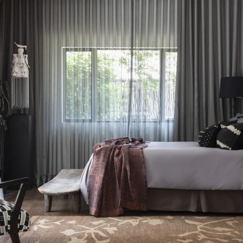 Alternative view of Bogolan Bed Throw           Colour: Rust/Charcoal