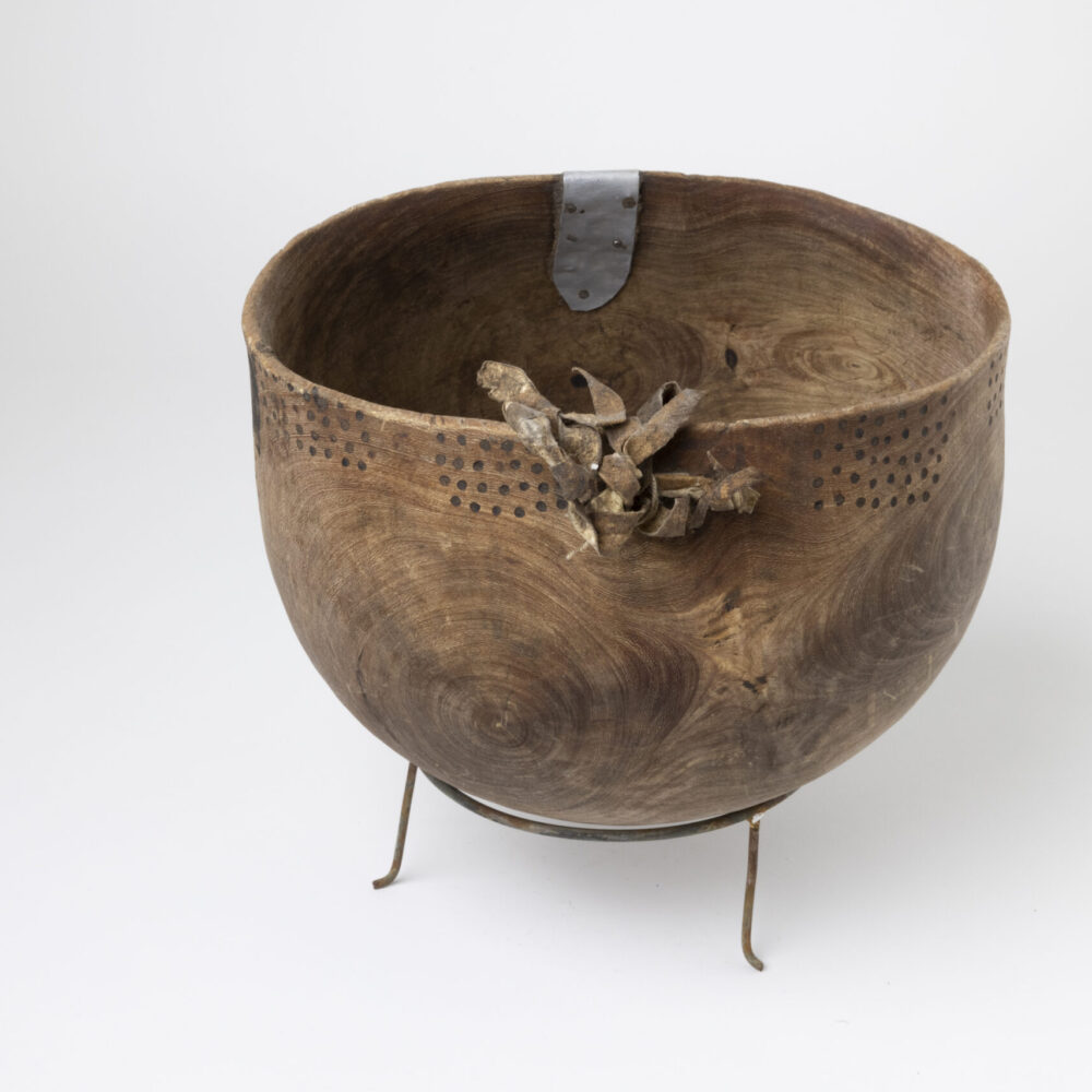 Alternative view of Small Wooden Turkana Bowl, Leather String Detail