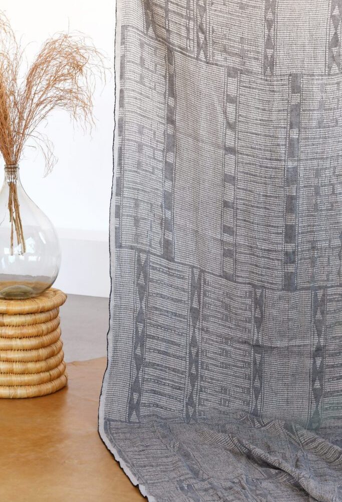 Alternative view of Bogolan Bed Throw           Colour: Charcoal on natural.